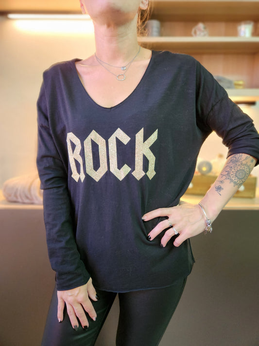 T-shirt manche longue "ROCK" noir