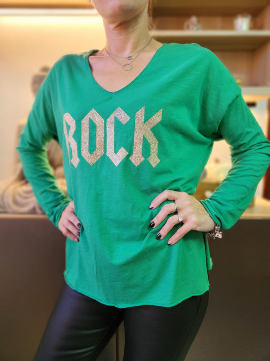 T-shirt manche longue "ROCK" vert